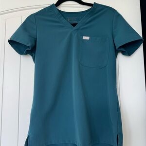 Figs Ocean Blue V-Neck Scrub Top